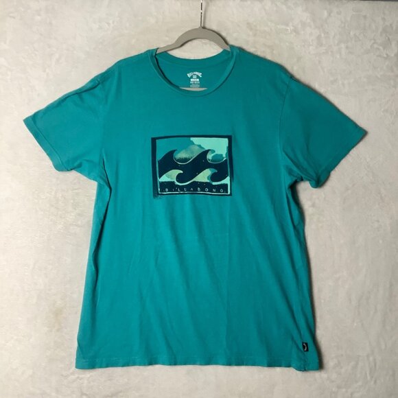 Billabong Team Wave Tee T-Shirt Men Large Aqua Blue 100% Cotton Surfer Beach - Picture 8 of 9
